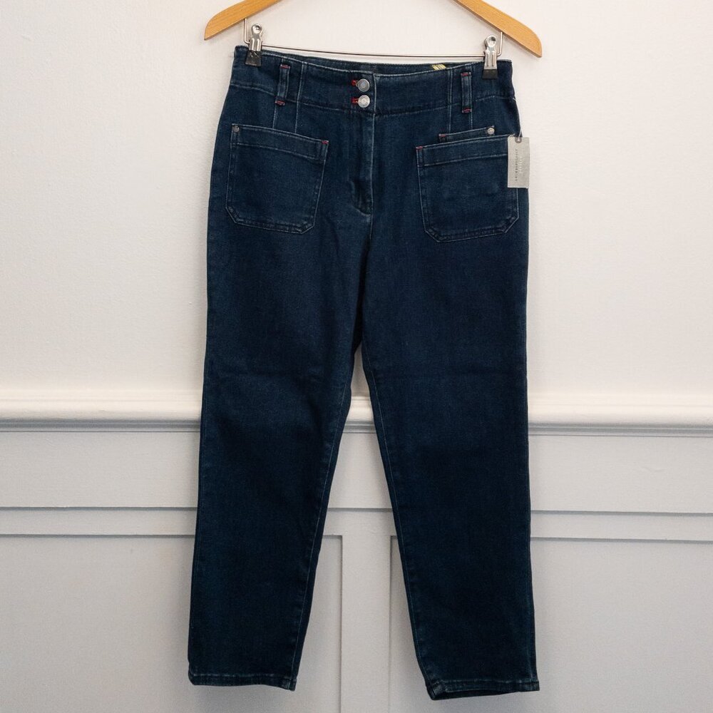 Maeve by Anthropologie Wide-Leg Cropped Denim Pants Size 30P Dark Wash NWT